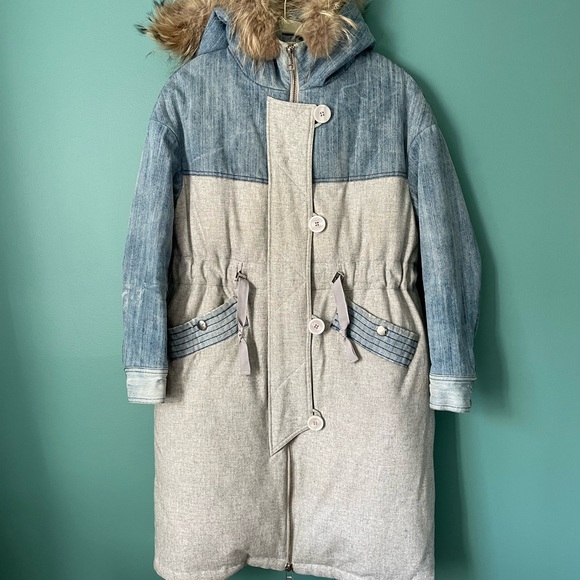 Denim and wool women puffer jacket -S size- snow jacket - Picture 11 of 12
